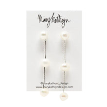Load image into Gallery viewer, White Triple Pearl Drop Earrings