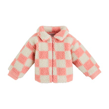 Load image into Gallery viewer, Pink Check Sherpa Jacket