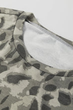 Load image into Gallery viewer, Brown Leopard Print Raw Seam Patchwork Pullover Drawstring Loose Pant Set