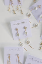 Load image into Gallery viewer, Pearl and Diamond Holiday Statement Drop Earrings