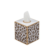 Load image into Gallery viewer, Cream Leopard Enameled Tissue Box Cover