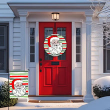 Load image into Gallery viewer, Vintage Santa on Christmas Stripes Door Hanger