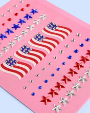 Load image into Gallery viewer, America Face Gems | Patriotic Face Stickers, Red White Blue