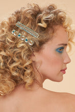 Load image into Gallery viewer, Narrow Bar Hair Clips - Teal Ovals and Bead Bar