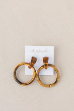 Load image into Gallery viewer, Dark Brown Bamboo Statement Drop Earrings