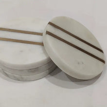 Load image into Gallery viewer, Set of 4 White Marble Coasters