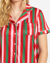 Load image into Gallery viewer, Gumdrop Stripe Short Sleeve Button Up Sleep Shirt