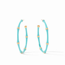 Load image into Gallery viewer, Bamboo Hoop Gold Bahamian Blue