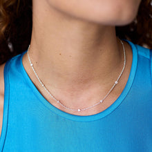 Load image into Gallery viewer, Silver Celeste Delicate Station Necklace Cubic Zirconia