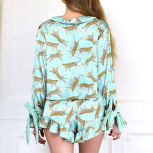 Load image into Gallery viewer, Sage Leopard Luxe Satin Short PJ Set