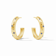 Load image into Gallery viewer, Julie Vos Luna Stone Hoop Sapphire Blue