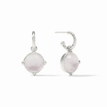 Load image into Gallery viewer, Silver Honeybee Hoop & Charm Earring Iridescent Clear Crystal