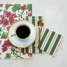 Load image into Gallery viewer, Green & Red Awning Stripe Cocktail Napkin