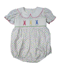 Load image into Gallery viewer, Bunny Hop Smocked Bubble w/ Tie