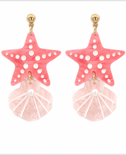 Load image into Gallery viewer, Glitter Starfish & Shell Earrings