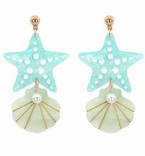 Load image into Gallery viewer, Glitter Starfish & Shell Earrings