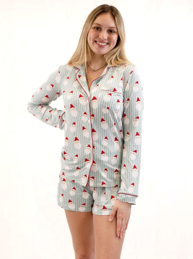 Jolly Santa Button Up Sleep Shirt Ultimate Gifts MS