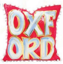 Load image into Gallery viewer, Oxford Gold Pillow with Pom Trim