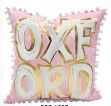 Load image into Gallery viewer, Oxford Gold Pillow with Pom Trim
