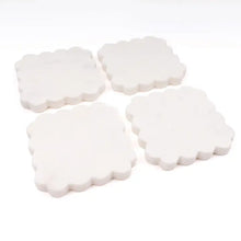 Load image into Gallery viewer, White Marble Scalloped Coaster Set
