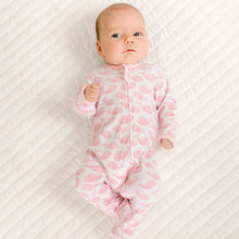 Load image into Gallery viewer, Azure Whales Print Zip Footie – Pink