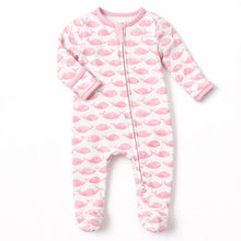 Load image into Gallery viewer, Azure Whales Print Zip Footie – Pink
