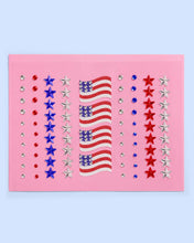 Load image into Gallery viewer, America Face Gems | Patriotic Face Stickers, Red White Blue