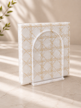 Load image into Gallery viewer, White Pearl Acrylic Vertical Napkin Holder with Clear Front