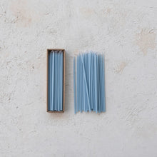 Load image into Gallery viewer, Unscented Thin Taper Candles in Box, Set of 36 - Light Blue