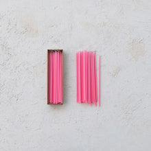 Load image into Gallery viewer, Unscented Thin Taper Candles in Box, Set of 36 - Pink