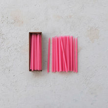 Load image into Gallery viewer, Unscented Thin Taper Candles in Box, Set of 24 - Pink