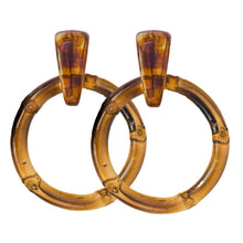 Load image into Gallery viewer, Dark Brown Bamboo Statement Drop Earrings