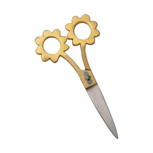 Load image into Gallery viewer, Scissors with Flower Shaped Handles, Brass Finish