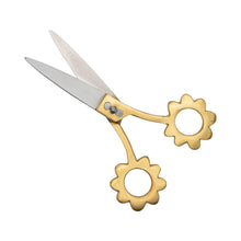 Load image into Gallery viewer, Scissors with Flower Shaped Handles, Brass Finish