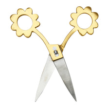 Load image into Gallery viewer, Scissors with Flower Shaped Handles, Brass Finish