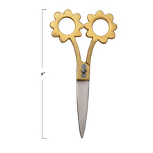 Load image into Gallery viewer, Scissors with Flower Shaped Handles, Brass Finish