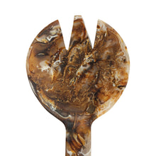 Load image into Gallery viewer, Resin Salad Servers, Matte Marbled Brown, Set of 2