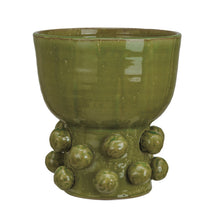 Load image into Gallery viewer, Terra-Cotta Hobnail Footed Vase Green