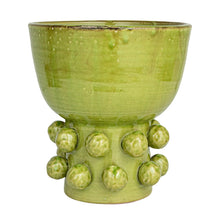 Load image into Gallery viewer, Terra-Cotta Hobnail Footed Vase Green