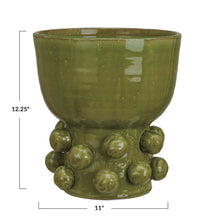 Load image into Gallery viewer, Terra-Cotta Hobnail Footed Vase Green