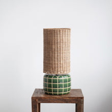 Load image into Gallery viewer, Ceramic Tiled Table Lamp Rattan/Green
