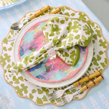 Load image into Gallery viewer, Chintz Green Scalloped Dinner Napkins