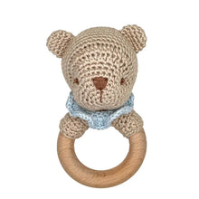 Load image into Gallery viewer, Bear Bamboo Crochet Woodring Rattle