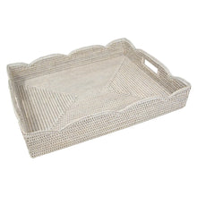Load image into Gallery viewer, Caspari Rattan Scalloped Large Tray