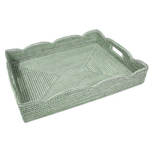 Load image into Gallery viewer, Caspari Rattan Scalloped Large Tray
