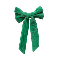 Load image into Gallery viewer, Cotton Velvet Clip-on Bow, Kelly Green