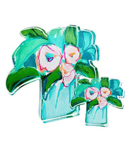 Load image into Gallery viewer, 3 Pink Blooms Acrylic Block