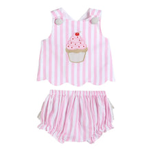 Load image into Gallery viewer, Stripe Cupcake Top/Bloomer Set
