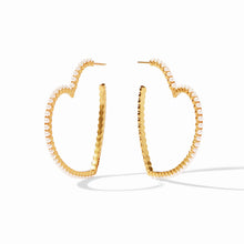 Load image into Gallery viewer, Esme Heart Pearl Gold Hoop