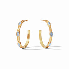 Load image into Gallery viewer, Monaco Hoop Gold Chalcedony Blue